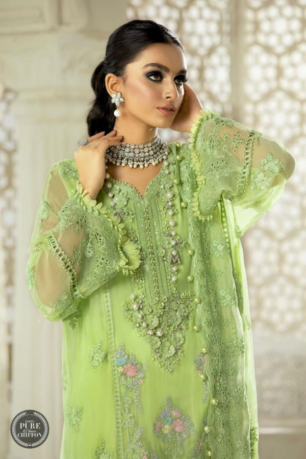 2K25 – 3D Floral Embroidered Lawn Suit with Chiffon Dupatta - Image 2