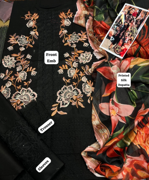 2K25 – Embroidered Lawn Suit with Silk Dupatta - Image 3