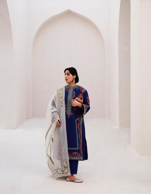 2K25 – Embroidered Lawn Suit with Organza Dupatta - Image 3