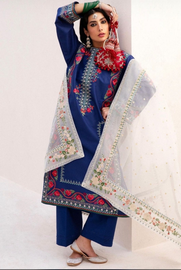2K25 – Embroidered Lawn Suit with Organza Dupatta