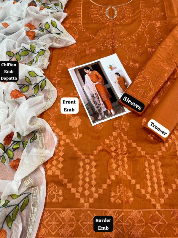 2K25 – Embroidered Lawn Suit with Chiffon Dupatta - Image 4