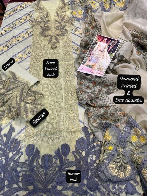 2K25 – Embroidered Lawn Suit with Ready-to-Wear Diamond Dupatta - Image 4