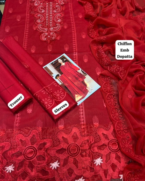 Doria Lawn Suit with Embroidered Chiffon Dupatta - Image 2