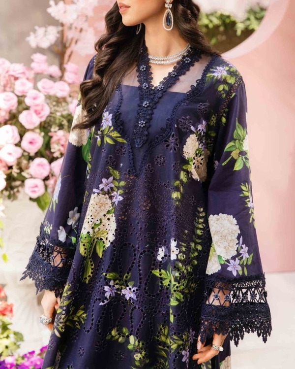 2025 – Printed Lawn Suit with Heavy Embroidery & Chiffon Dupatta - Image 2