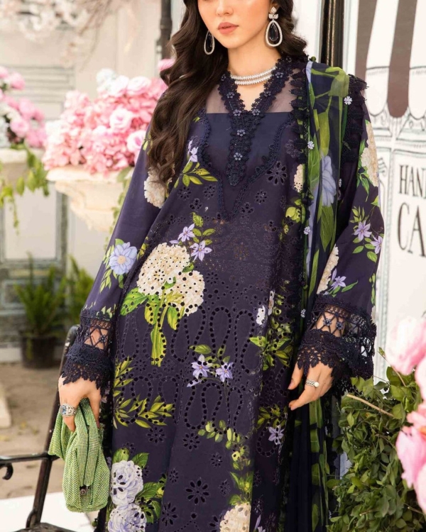 2025 – Printed Lawn Suit with Heavy Embroidery & Chiffon Dupatta - Image 3