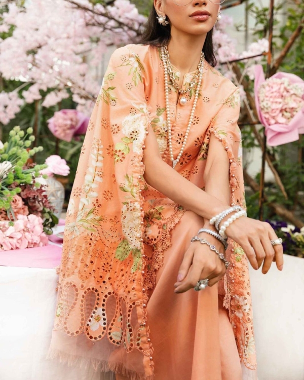 2025 – Schiffli Embroidered Lawn Suit with Chiffon Dupatta - Image 3