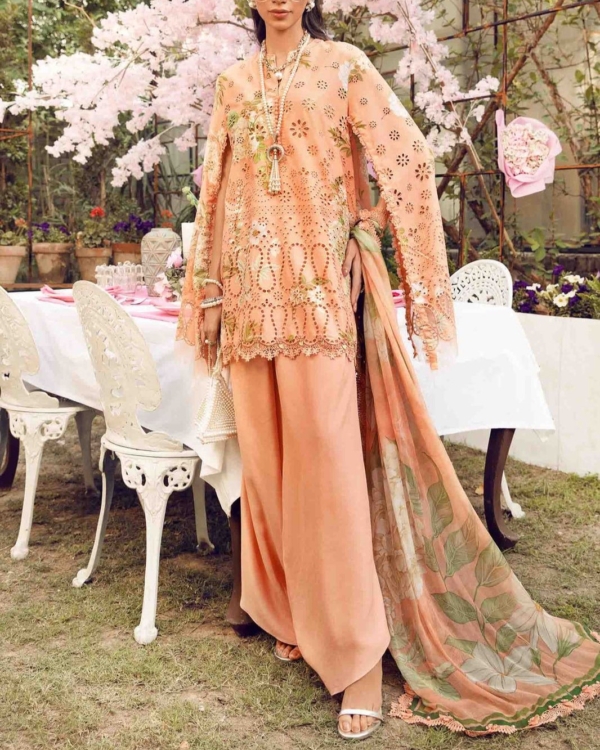 2025 – Schiffli Embroidered Lawn Suit with Chiffon Dupatta - Image 2
