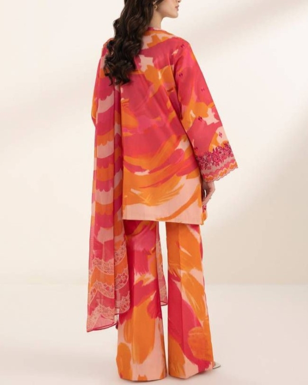 Embroidered Lawn Suit with Digital Silk Dupattav - Image 3