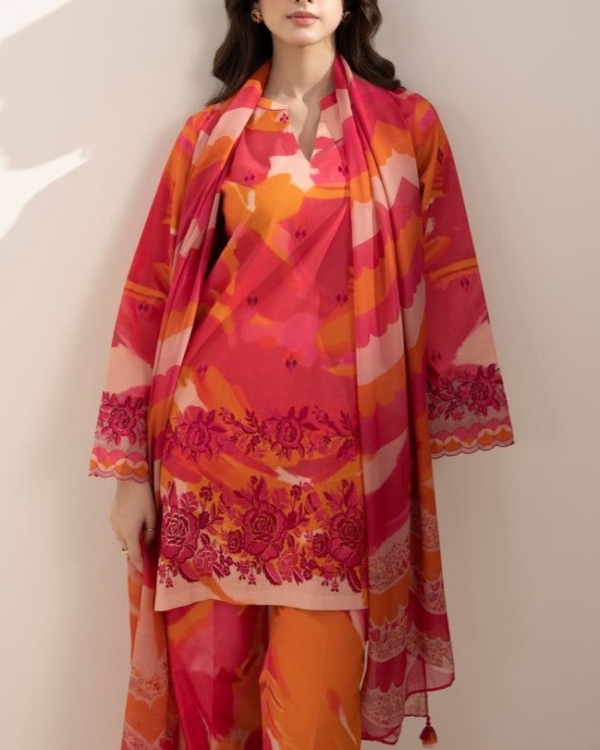 Embroidered Lawn Suit with Digital Silk Dupattav - Image 4