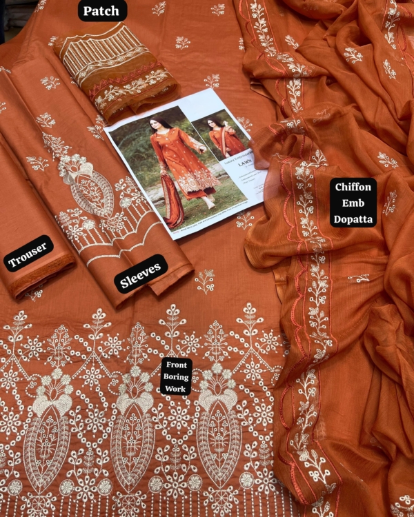 2025 Summer Lawn Collection – Premium 3PC Embroidered Suit - Image 3