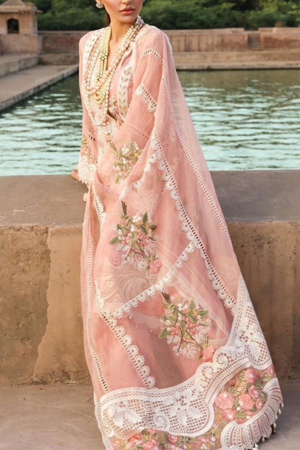 2K25 Luxury Lawn Eid Edition – Fully Embroidered Sciffli Suit with Organza Dupatta