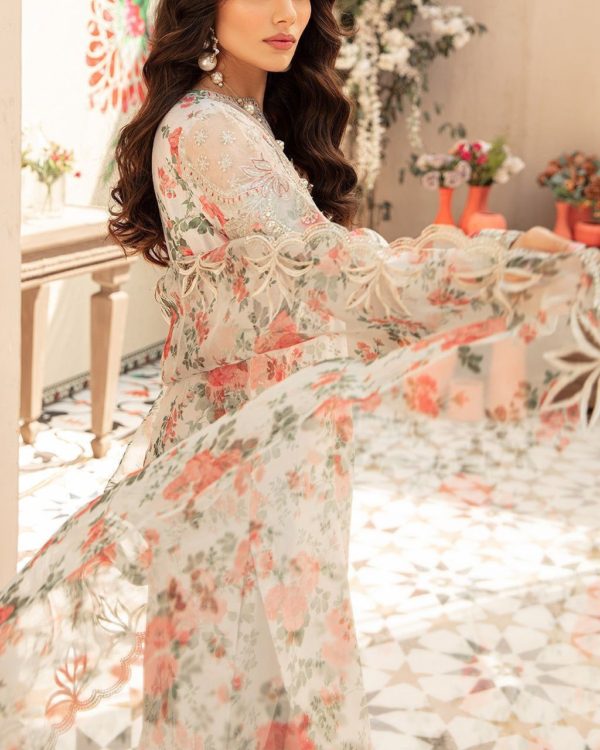 2K25 Printed Lawn 3PC Suit with Heavy Embroidery & Chiffon Dupatta - Image 3