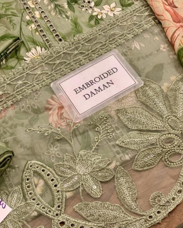 2K25 Embroidered Schiffli Lawn 3PC Suit with Chiffon Dupatta - Image 7