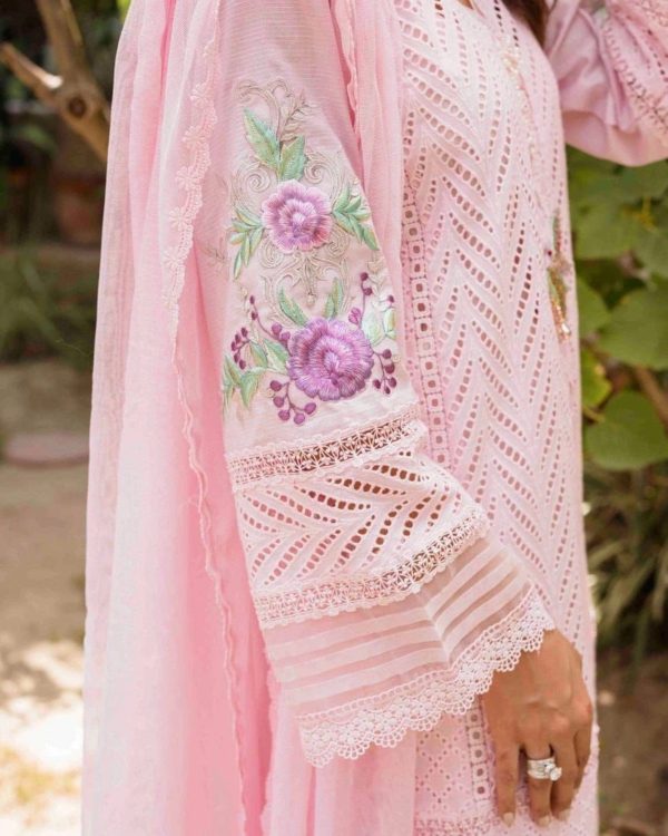 2K25 Chikankari Embroidered Lawn 3PC Suit with Chiffon Dupatta - Image 4