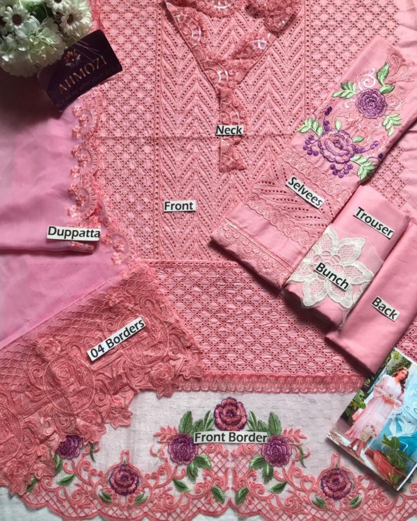 2K25 Chikankari Embroidered Lawn 3PC Suit with Chiffon Dupatta - Image 5