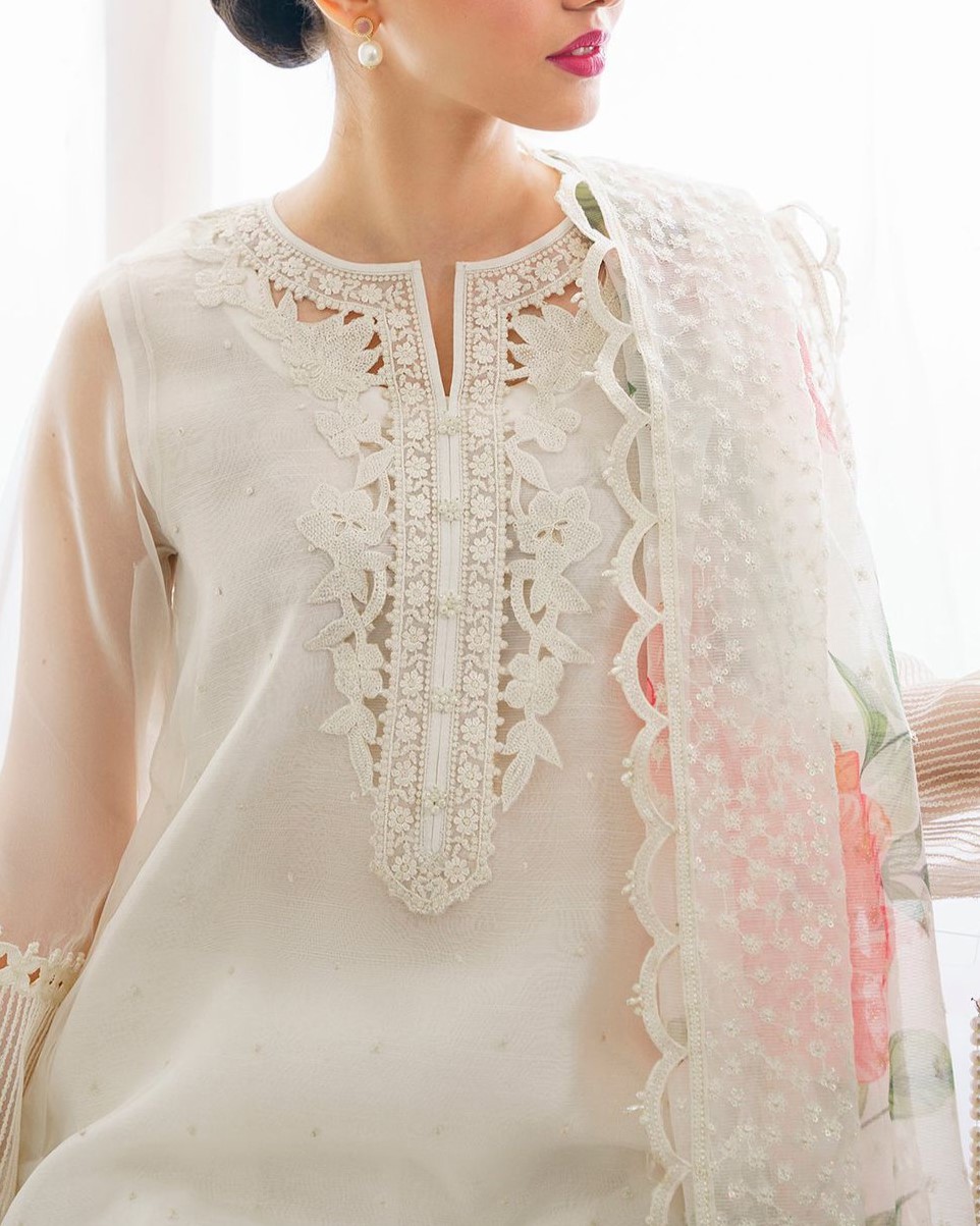 2K25 Luxury Organza 3PC Festive Suit with Embellished Cutwork Dupatta - Image 2