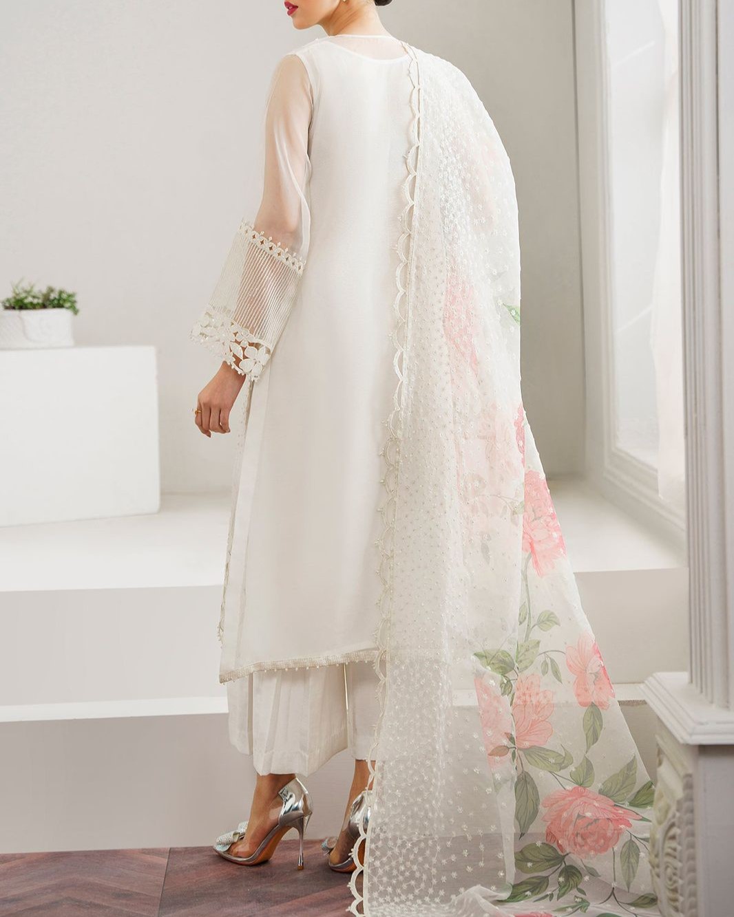 2K25 Luxury Organza 3PC Festive Suit with Embellished Cutwork Dupatta - Image 3