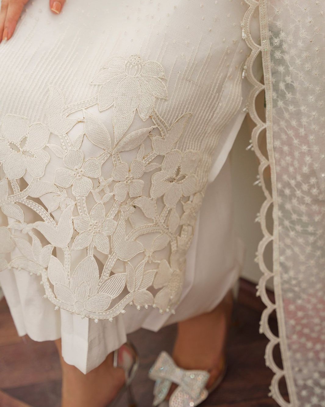 2K25 Luxury Organza 3PC Festive Suit with Embellished Cutwork Dupatta - Image 6