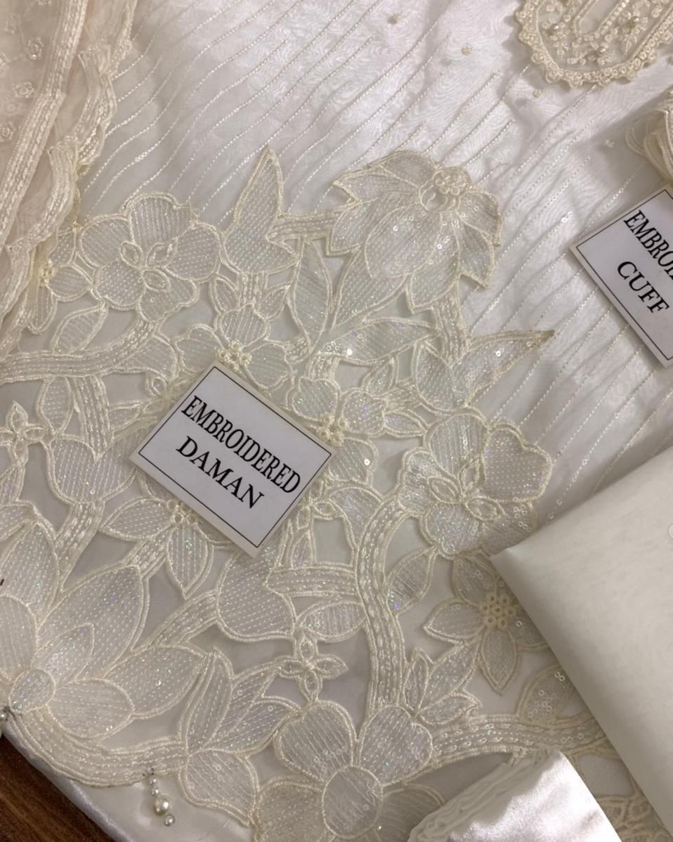 2K25 Luxury Organza 3PC Festive Suit with Embellished Cutwork Dupatta - Image 7