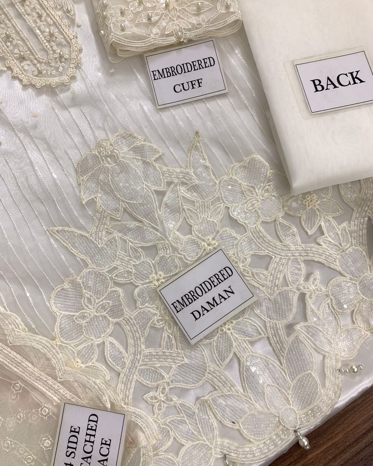 2K25 Luxury Organza 3PC Festive Suit with Embellished Cutwork Dupatta - Image 9