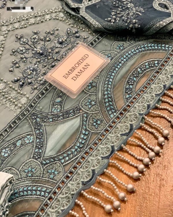 2K25 Couture-Inspired Chiffon Embroidered 3PC Suit with Spangle Work - Image 4