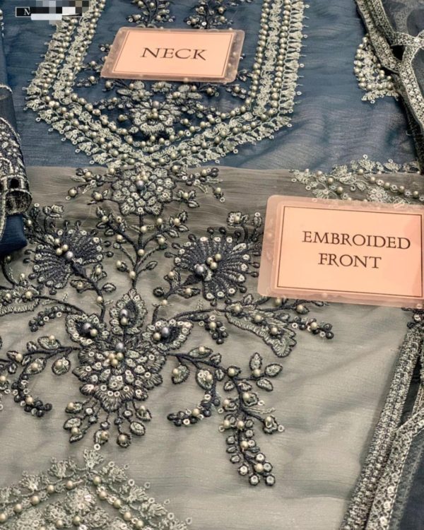 2K25 Couture-Inspired Chiffon Embroidered 3PC Suit with Spangle Work - Image 5