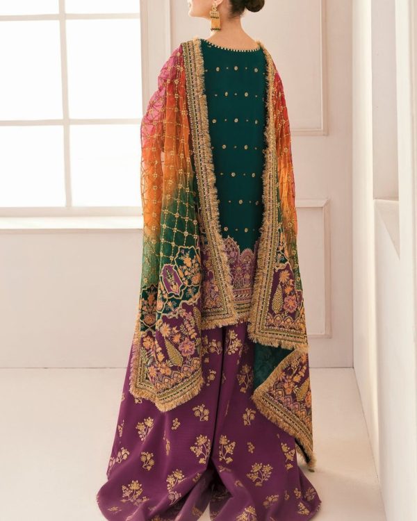 2K25 Festive Organza Embroidered Suit with Shamooz Silk Trouser - Image 2