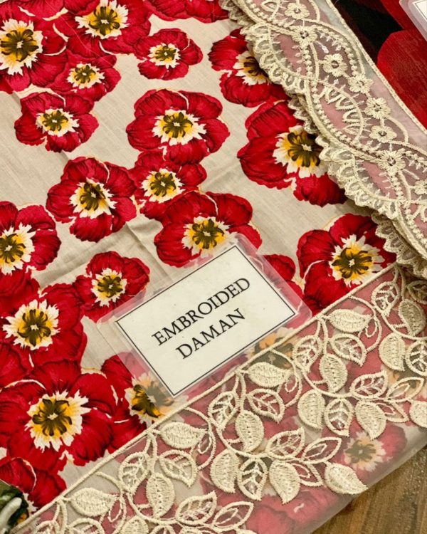 2K25 Premium Printed Lawn 3PC Suit with Spangle & 3D Embroidery - Image 5