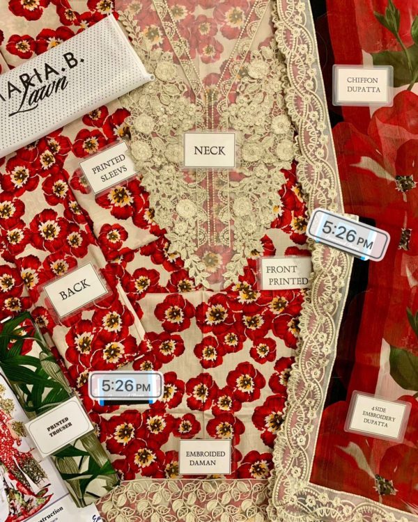 2K25 Premium Printed Lawn 3PC Suit with Spangle & 3D Embroidery - Image 6