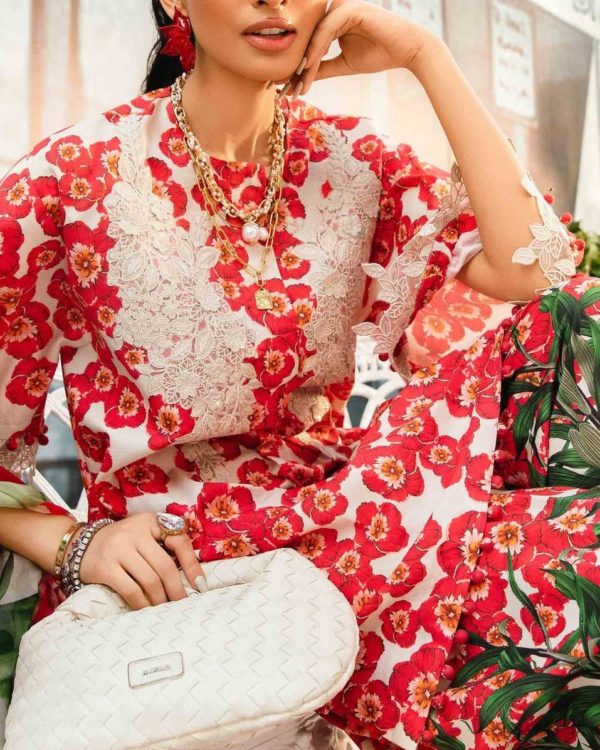 2K25 Premium Printed Lawn 3PC Suit with Spangle & 3D Embroidery - Image 2