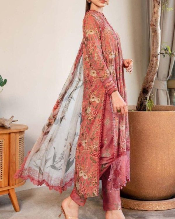 2K25 Premium Printed Lawn 3PC Suit with Heavy Embroidery - Image 2