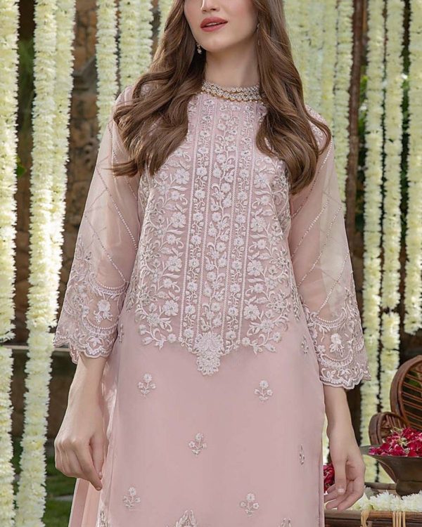 2-Piece Elegant Organza Suit with Satin Silk Trouser