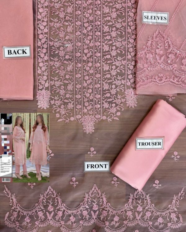 2-Piece Elegant Organza Suit with Satin Silk Trouser - Image 4