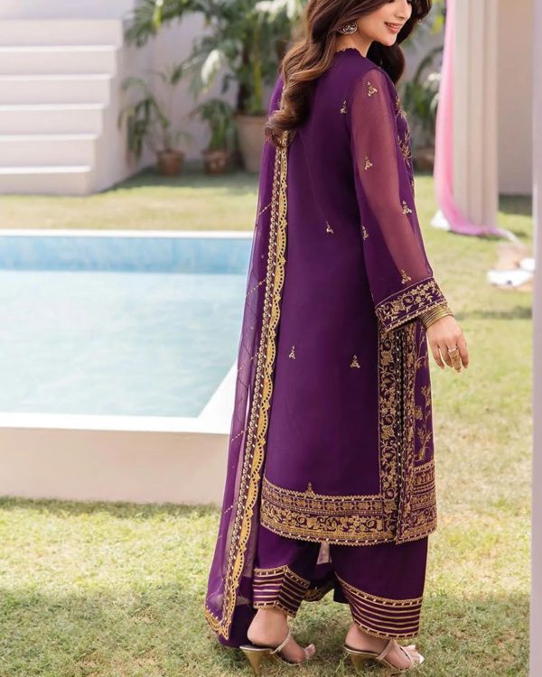2PC Chiffon Embroidered Suit with Malai Trouser – 2025 Collection - Image 2