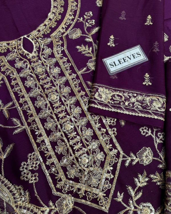 2PC Chiffon Embroidered Suit with Malai Trouser – 2025 Collection - Image 5