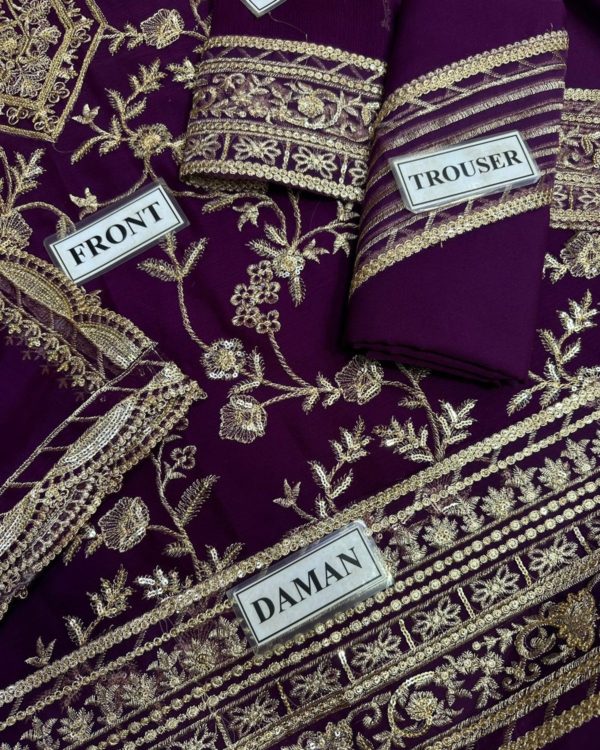 2PC Chiffon Embroidered Suit with Malai Trouser – 2025 Collection - Image 6