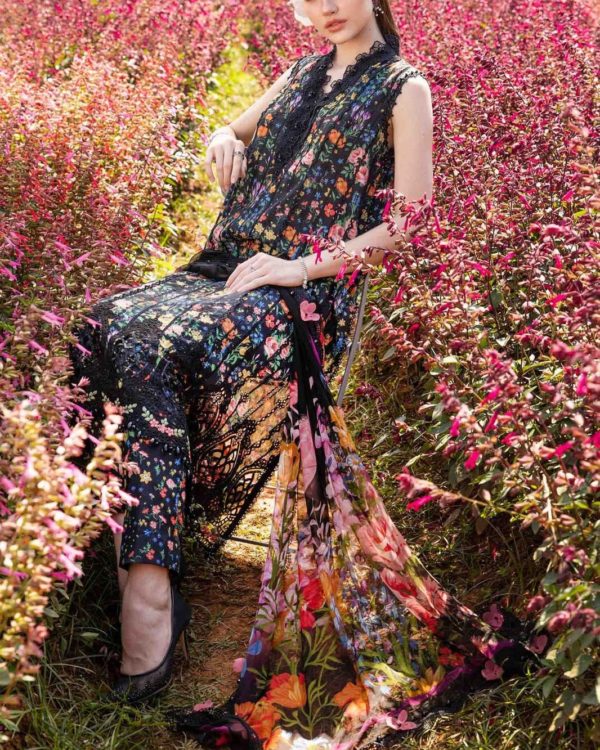 2K25 Premium Printed Lawn 3PC Suit with Embroidery Accents - Image 2