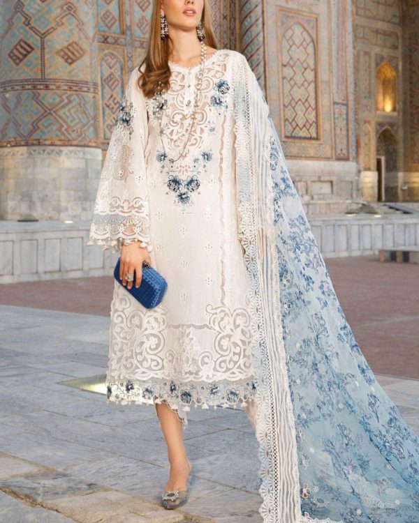 2K25 Festive Cotton 3PC Suit with Cutwork & Chikankari Embroidery - Image 2