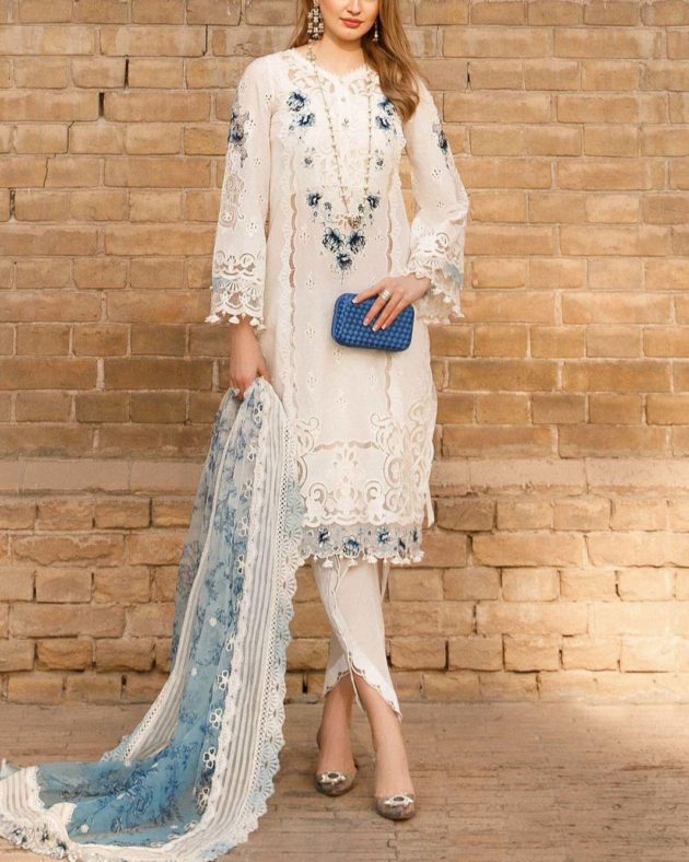 2K25 Festive Cotton 3PC Suit with Cutwork & Chikankari Embroidery