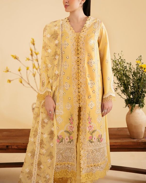 2K25 Premium Lawn 3PC Suit with Organza Dupatta - Image 5