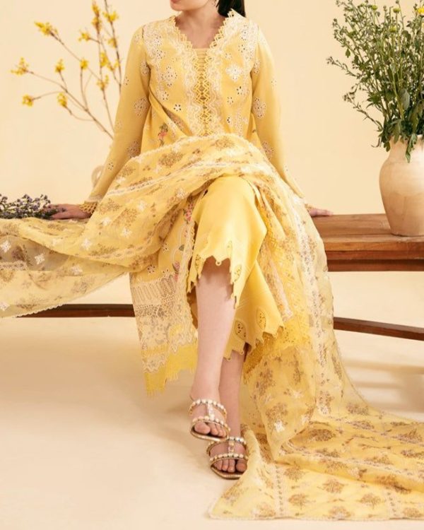 2K25 Premium Lawn 3PC Suit with Organza Dupatta - Image 3