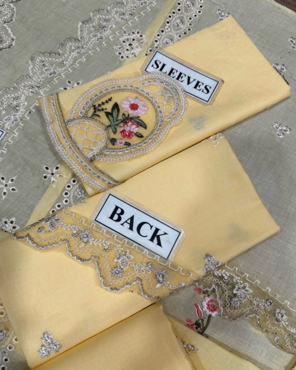 2K25 Premium Lawn 3PC Suit with Organza Dupatta - Image 7