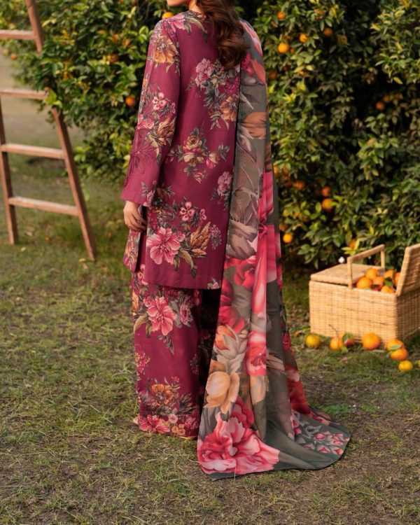 2K25 Premium Lawn 3PC Suit with Organza Dupatta - Image 3