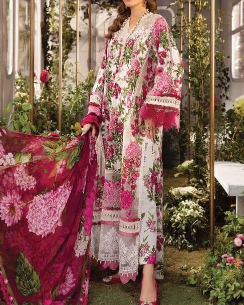 2K25 Premium Lawn 3PC Suit with Spangle Embroidery