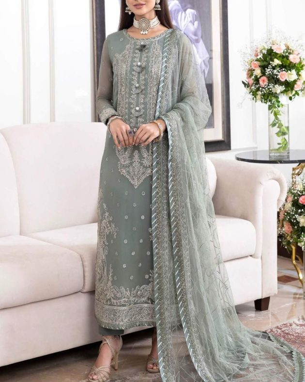 Luxury Chiffon Suit – 3PC | Embroidery Collection 2025