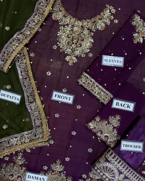Ivory Gleam – 3PC | Festive Chiffon Series - Image 5