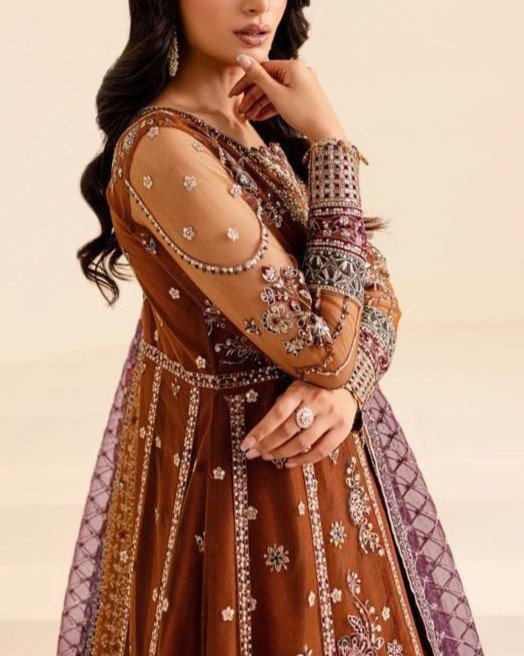 Luxury Net Frock Collection – 3PC | Pearl Embellished Design - Image 3