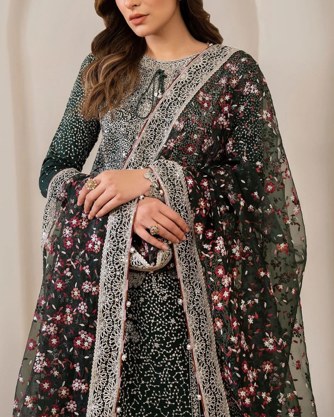 Net Embroidered Suit – 3PC | Wedding Formals Collection - Image 4