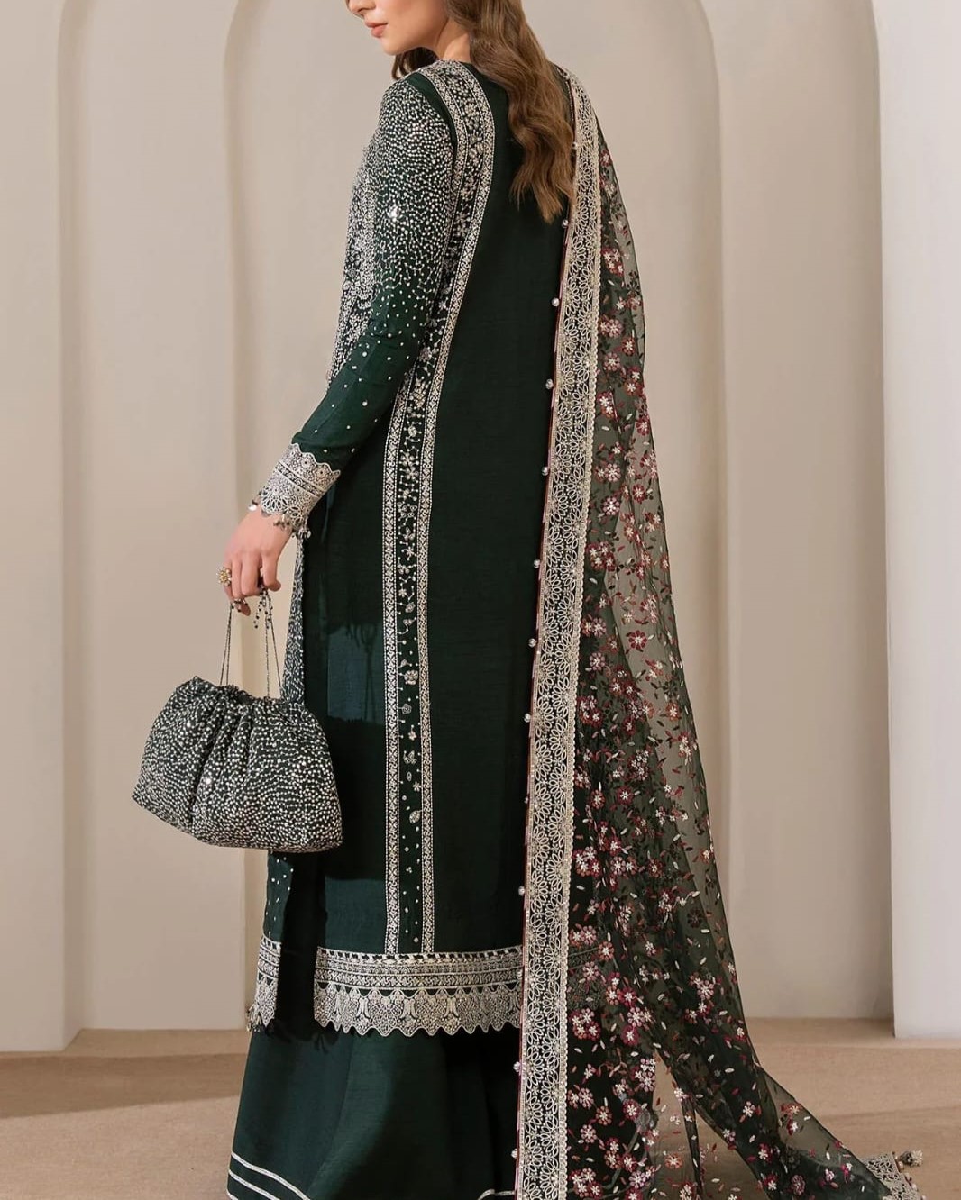 Net Embroidered Suit – 3PC | Wedding Formals Collection - Image 3