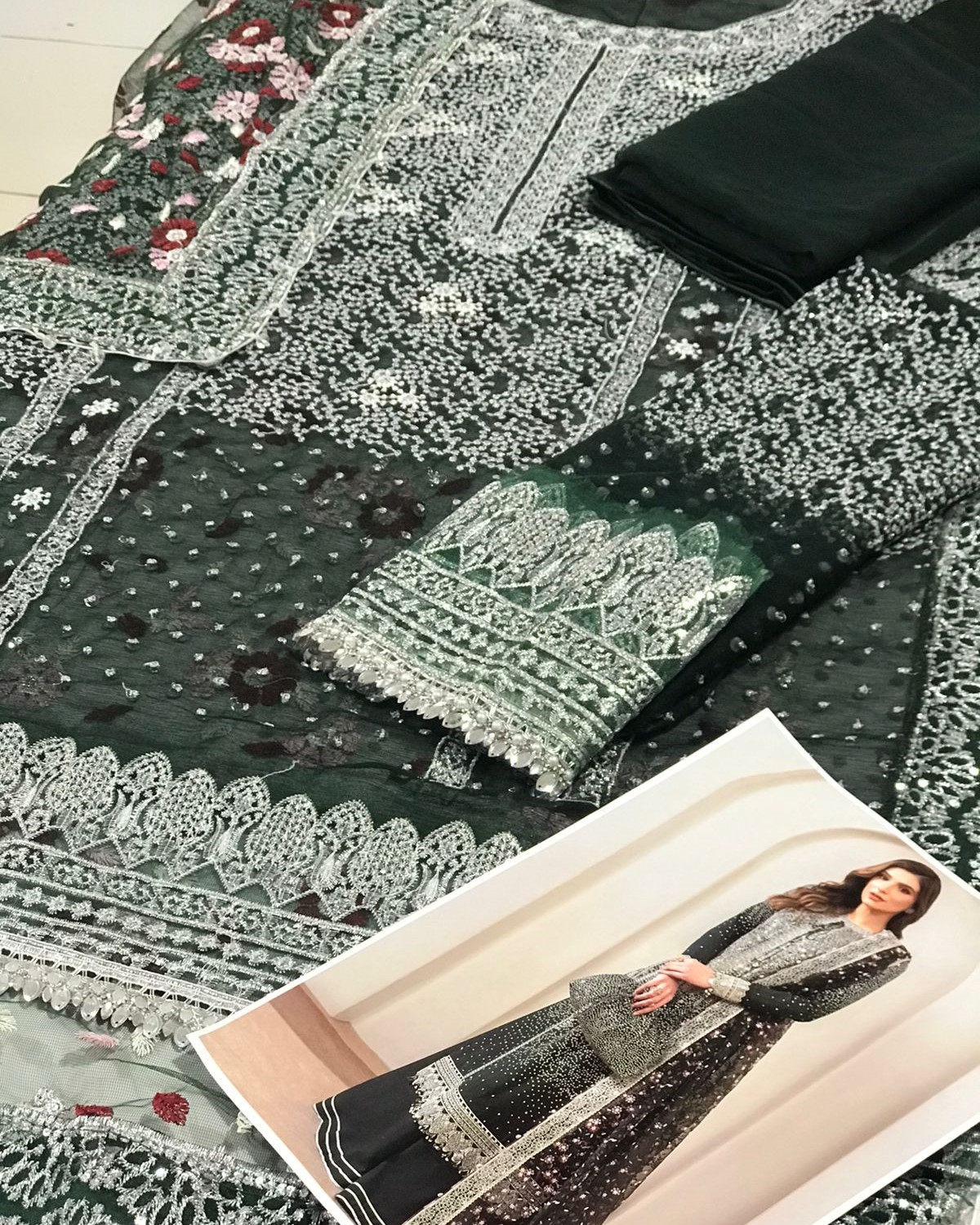 Net Embroidered Suit – 3PC | Wedding Formals Collection - Image 5